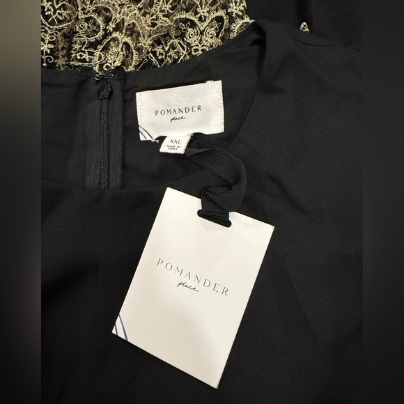 Pomander Place Lillith Black Maxi Dress XXL NWT Lace Trim Formal Holiday Glam - Picture 6 of 9